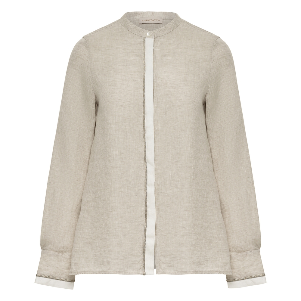 Purotatto Embellished Color Block Long Sleeve Blouse Size 48 / Large